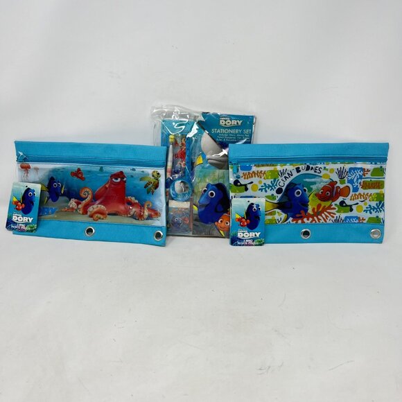 Disney Finding Dory Stationary Set & 2 Pencil Pouches Gift Bundle 2016 - 3 Pcs - Picture 1 of 16